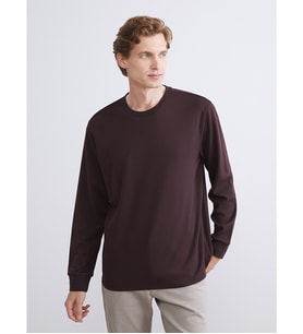 LC WAIKIKI Mürdüm Bisiklet Yaka Uzun Kollu Erkek Sweatshirt