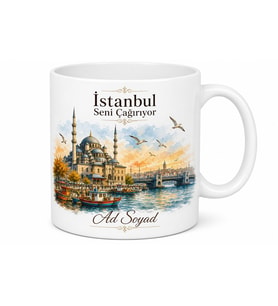 Eminönü Temalı İstanbul Kupası Özel Baskılı Porselen Kupa Bardak Hediye