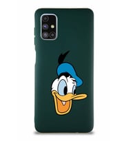 Samsung Galaxy M51 Soft Premier Kapak Donald Duck-A Tasarımlı Silikon Kılıf - Yeşil (Şeffaf)
