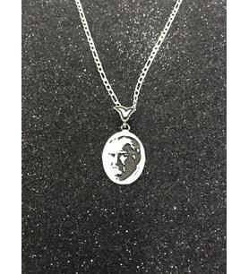Atatürk Silüetli Kolye ve Gümüş Zincir
