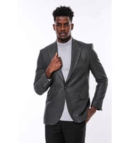 Kendinden Desenli Füme Slim Fit Ceket - Wessi