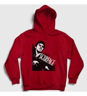 Presmono Unisex Kırmızı Rage Film Scarface Kapüşonlu Sweatshirt 251047tt