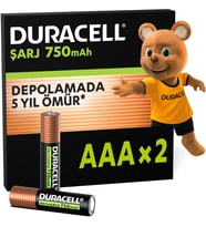 ŞARJ EDİLEBİLİR AAA İnce Kalem Pil (2'li Paket), 750 mAh NiMH