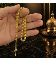 14 Ayar Altın Kaplama Tesbih - Osmanlı Motif Tesbih - Arpa Kesim Tesbih - Tesbih Hediye