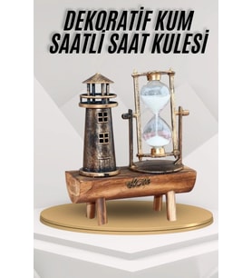 Deniz Feneri Kum Saati Ahşap Görünümlü Vintage Tarz Biblo