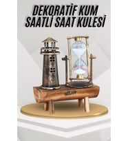 Deniz Feneri Kum Saati Ahşap Görünümlü Vintage Tarz Biblo