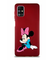 Samsung Galaxy M51 Soft Premier Kapak Minnie Mouse-E Tasarımlı Silikon Kılıf - Mürdüm (Şeffaf)