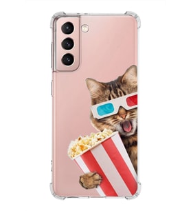 PrintiFy Samsung Galaxy S21 FE Uyumlu Kedi 1 Baskılı Şeffaf Köşe Korumalı Antişok Kılıf