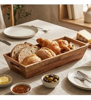 Akasya Ekmek Sepeti 33 x 15 cm - Dikdörtgen Ahşap Ekmeklik, Sunum ve Servis Sepeti, Tezgah ve Kahvaltılık Düzenleyici