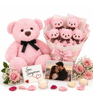 Kişiye Özel Sevgiliye Romantik Hediye Peluş Ayıcık ve Ayıcık Buketi Sürpriz Hediye