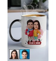 Çiftlere Özel Komik Hediye Kış Tatili  Karikatürlü Sihirli Kupa Bardak