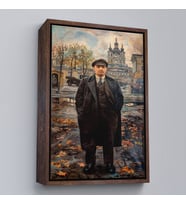 Çerçeveli Vladimir Lenin Sovyet Dönemi Rusya Dekoratif Duvar Tablosu (Kahverengi)