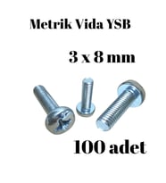 Metrik Vida YSB 3X8 100 Adet Yıldız Silindir Başlı Vida