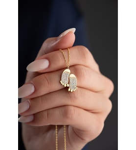 925 Ayar Gümüş Gold Zirkon Taşlı Ayak Kolye