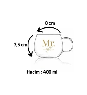 Mr.right (ERKEK HAKLI) Model Kulplu Borosilikat Cam Bardak Kupa 400ml