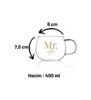 Mr.right (ERKEK HAKLI) Model Kulplu Borosilikat Cam Bardak Kupa 400ml