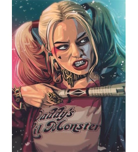 Harley Quinn 2 Sayılarla Boyama Seti(40x50 cm Tuval Şasesine Gerili)