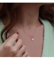 Kutup Yıldızı Figürlü Zirkon Taşlı Mine İşli Rose Gold Kaplama Gümüş Kolye