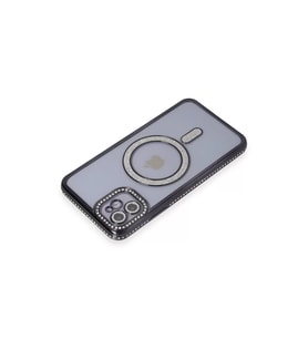 İphone 11 Kılıf Joke Simli Magneticsafe Kılıf - Siyah