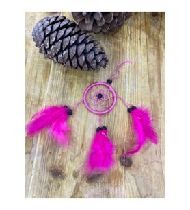 Düşkapanı / Rüyakapanı Pembe Bohem Çanta Aksesuarı Araba süsü Dikiz Aynası Süsü Dreamcatcher
