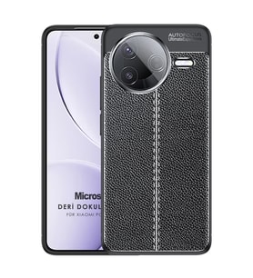 Microsonic Xiaomi Poco F7 Pro Kılıf Deri Dokulu Silikon Siyah