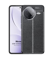 Microsonic Xiaomi Poco F7 Pro Kılıf Deri Dokulu Silikon Siyah