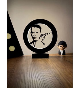 Hüseyin Nihal Atsız Silüeti ve İmzası Led Masa Lambası Ahşap