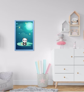 BK Home Panda Tasarımlı Dekoratif Mavi Ahşap Çerçeveli Çocuk Odası Tablo-2