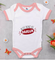 BK Kids Darluk Tasarımlı Pembe Bebek Body Zıbın-1