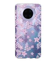 Huawei Mate 30 Uyumlu Kapak Floral Pudra Tasarımlı Şeffaf Silikon Kılıf