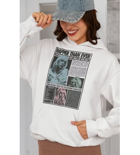 Tasarım Billie Eilish Happier Than Ever Baskılı Unisex Oversize Şarkıcı Hoodie
