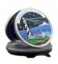 Deniz Feneri ve Okyanus Yol Gösterici İyi Şans Parası Işık Yolu Metal Coin Gri CP076