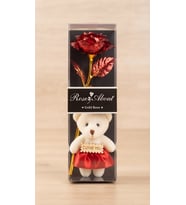 Sevgiliye Hediye Gold Folyo Gül ve I Love You Yazılı Peluş Ayıcık Seti - Özel Kutulu