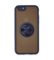 iPhone 6 Kılıf Montreal Yüzüklü Silikon Kapak - Lacivert