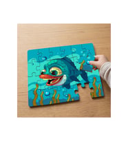 Gülen Mavi Balık Tasarımlı 24 Parça Ahşap Çocuk Puzzle MPK0637