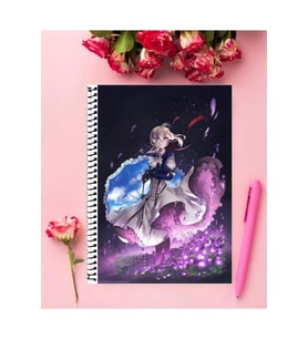 Violet Evergarden Anime Defter 1 Adet Özel Tasarım A4 Boyutu 21*29 Cm Telli Kareli defter