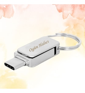 KİŞİYE ÖZEL İSİM BASKILI METAL KUTULU TYPE-C OTG METAL USB BELLEK 32 GB
