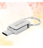 KİŞİYE ÖZEL İSİM BASKILI METAL KUTULU TYPE-C OTG METAL USB BELLEK 32 GB
