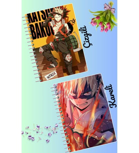 Bakugo katsuki defter seti 2 adet A4 boyutu 21*30 çizgili + kareli 60 syf