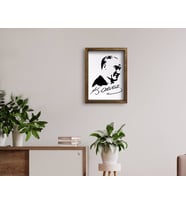 BK Home Atatürk Tasarımlı Doğal Masif Ahşap Çerçeveli Tablo 45x65cm-46