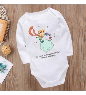 Küçük Prens Baskılı Yazılı Bebek Zıbın