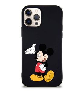 Apple iPhone 12 Pro Soft Premier Kapak Mickey Mouse-C Tasarımlı Silikon Kılıf - Siyah (Şeffaf)