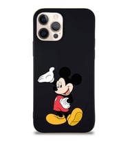 Apple iPhone 12 Pro Soft Premier Kapak Mickey Mouse-C Tasarımlı Silikon Kılıf - Siyah (Şeffaf)