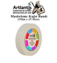 Maskeleme Bandı Kağıt Bant 15 mm 25 Metre 1 Adet Boya Bantı Maskeleme Kağıt Bant Duvar Yağlı Boya Badana