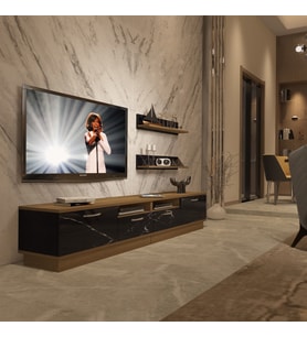 Decoraktiv Trendstyle 220r Mdf Tv Ünitesi Tv Sehpası - Pera Siyah Mermer (Pera-Siyah Mermer)