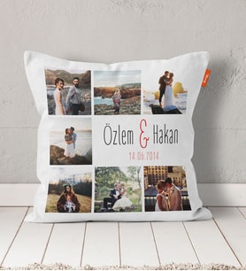 Kişiye Özel Premium 7 Fotoğraflı Kolaj İpeksi Kadife Yastık