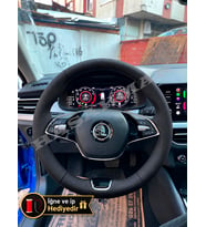 Skoda Fabia Mk4 Dikme Direksiyon Kılıfı Premium Komple Delikli Deri Siyah Dikiş 2021-2026