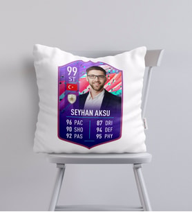 BK Gift Kişiye Özel Futbolcu Kartı Tasarımlı Kırlent Yastık-2