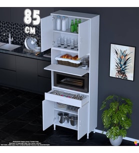 Eliusta Çağıl 85 cm Çok Amaçlı Fırın Dolabı - Mutfak Kiler Banyo Antre Hobi Dolabı 85x226x32 cm