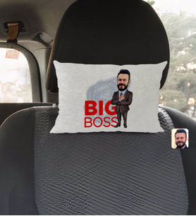 BK Gift Kişiye Özel Erkek Big Boss Karikatürlü Dikdörtgen Araç Koltuk Yastığı-2